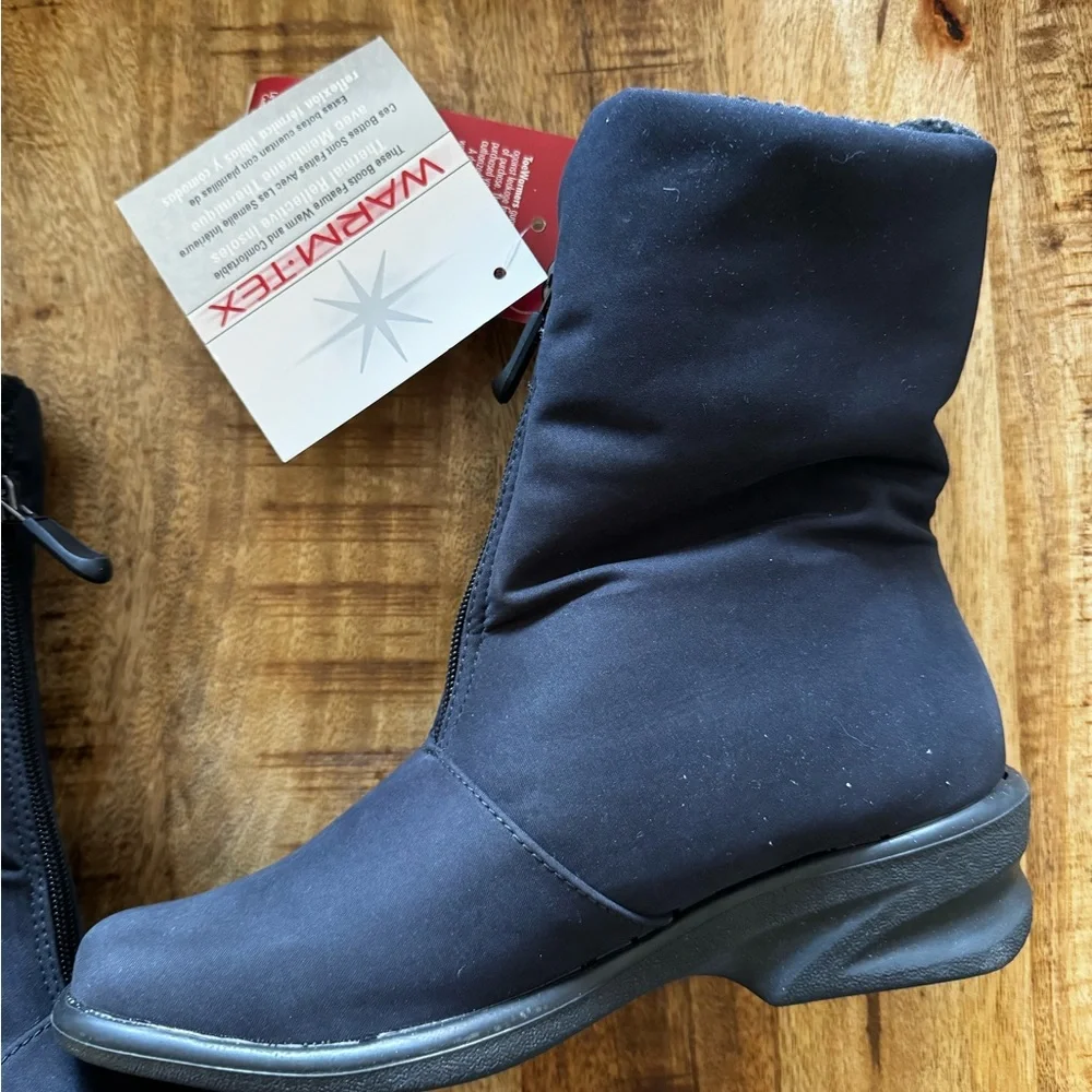 Toe Warmers Canada Women's Michelle Black mid zip waterproof Winter Boots 7.5